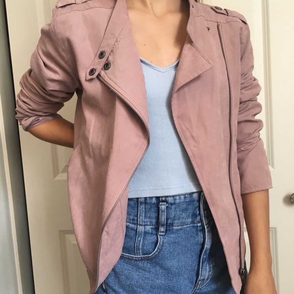 trendy blush suede jacket